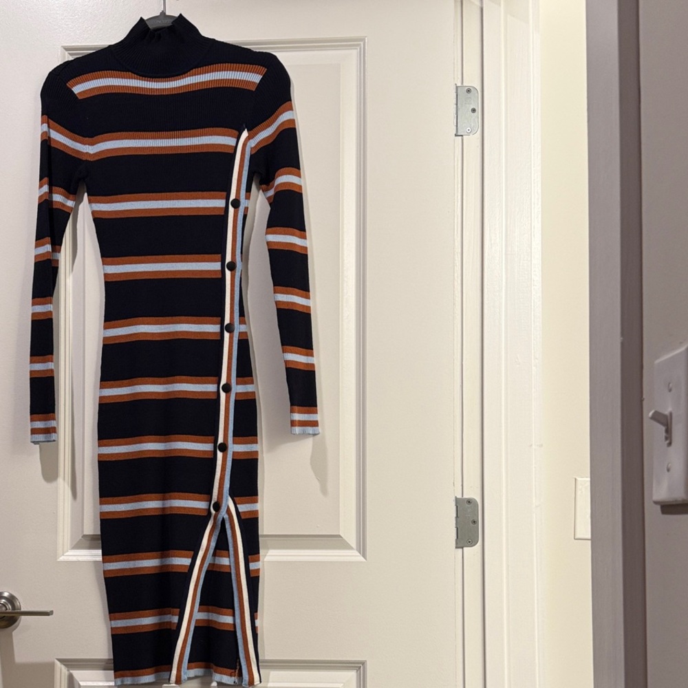 Striped Long Sweater Sleeve Dress